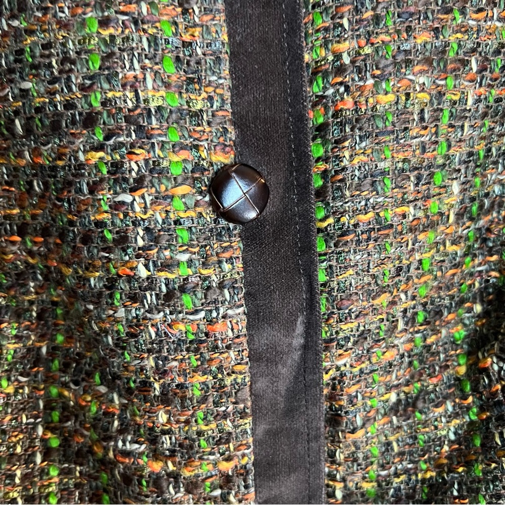 Talbots Tweed Blazer Velvet Trim Jacket Fully Lined Button Front Heritage Classy - Picture 7 of 8
